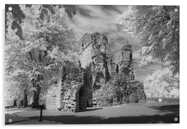 Knaresborough castle in Infra red Acrylic by mike morley
