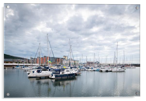 Boats at Swansea marina  Acrylic by Bryn Morgan