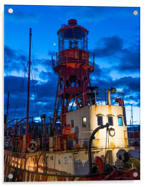 The Helwick lightship at Swansea marina Acrylic by Bryn Morgan