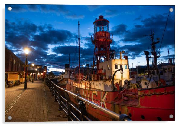 The Helwick lightship at Swansea marina Acrylic by Bryn Morgan