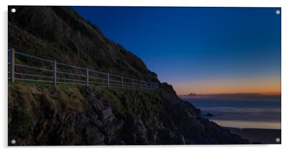 The path to Caswell bay after sunset Acrylic by Bryn Morgan