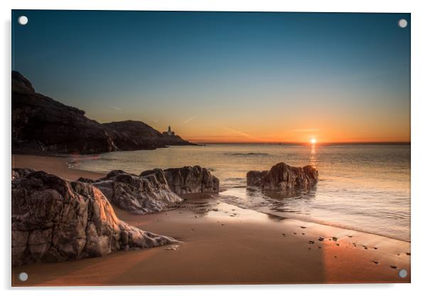 Sunrise at Bracelet bay. Acrylic by Bryn Morgan