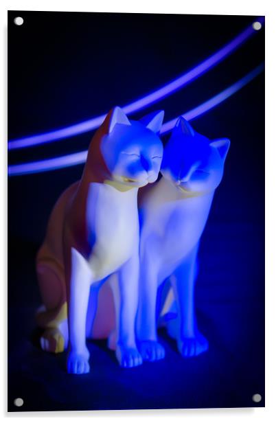 Blue cats, light painting. Acrylic by Bryn Morgan