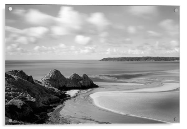 Three cliffs bay. Acrylic by Bryn Morgan