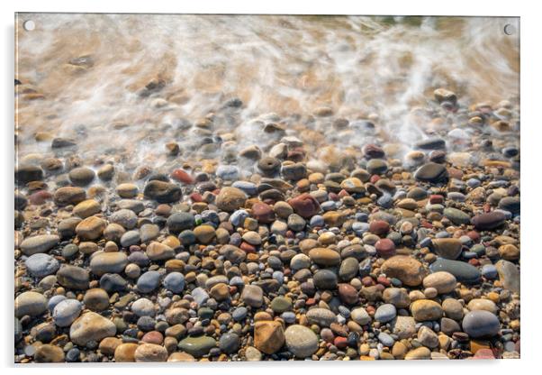 Pebbles at Bracelet bay. Acrylic by Bryn Morgan