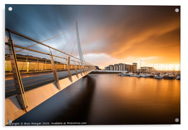 Swansea marina, the sail bridge Acrylic by Bryn Morgan
