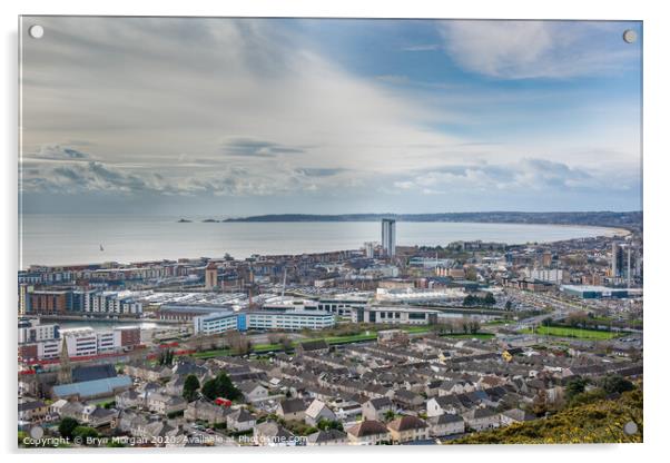 Swansea city viewed from Kilvey hill Acrylic by Bryn Morgan