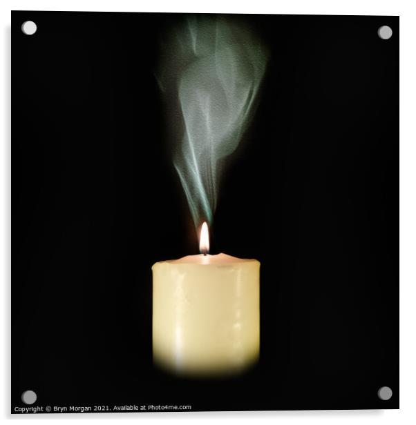 Candle with rising smoke Acrylic by Bryn Morgan