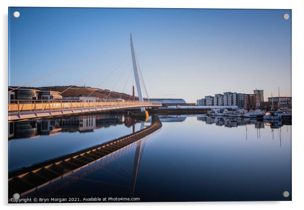 Swansea marina sail bridge Acrylic by Bryn Morgan
