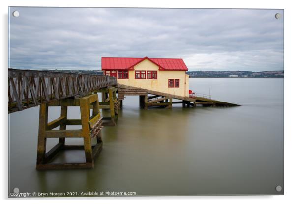 The old lifeboat station on Mumbles pier Acrylic by Bryn Morgan