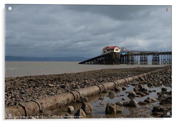 Mumbles pier at low tide Acrylic by Bryn Morgan