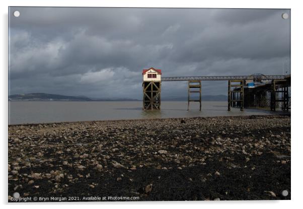 Mumbles pier at low tide Acrylic by Bryn Morgan