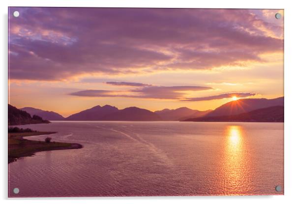 Ballachulish bridge sunset Acrylic by alan todd