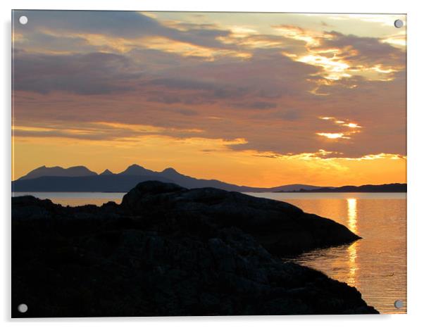     Glen Uig   moidart sunset                      Acrylic by alan todd