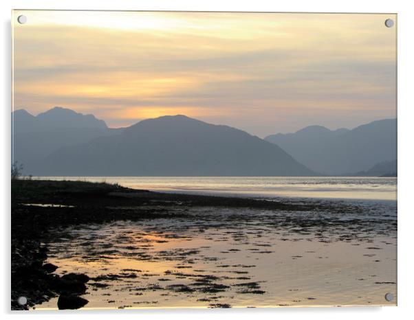  Sunset over the mountains of Ardgour              Acrylic by alan todd