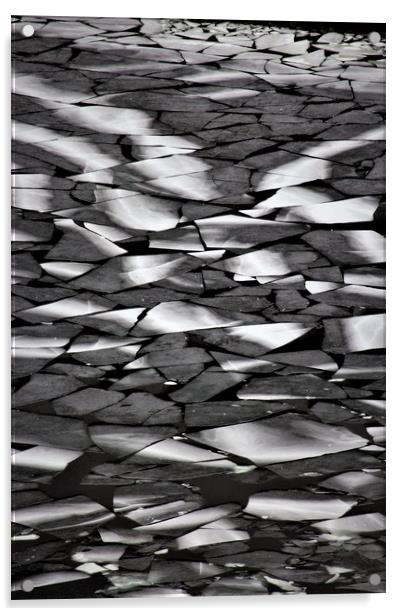 Ice break up on Lochan na gaire, Lochnagar, Aberde Acrylic by alan todd