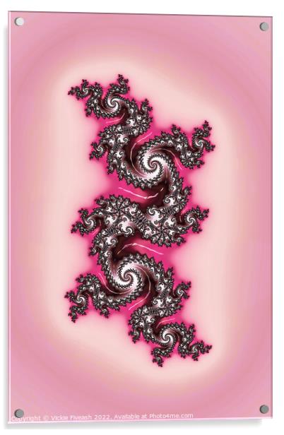 Pretty Pink Fractals Acrylic by Vickie Fiveash