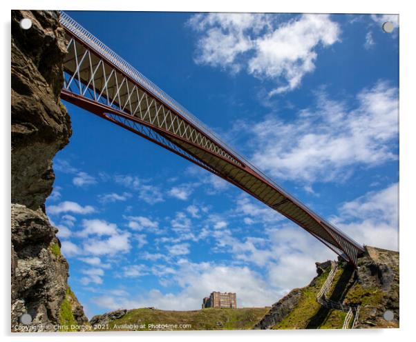 Footbridge at Tintagel Castle in Cornwall, UK Acrylic by Chris Dorney