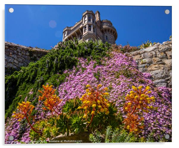 Castle Gardens at St. Michaels Mount in Cornwall,  Acrylic by Chris Dorney