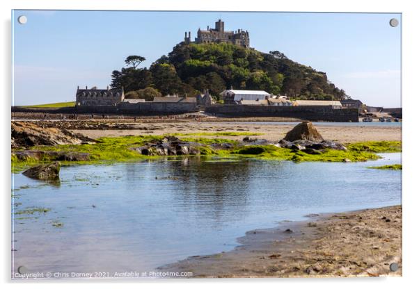 View Across Mounts Bay to St. Michaels Mount in Cornwall, UK Acrylic by Chris Dorney