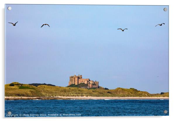 Bamburgh Castle in Northumberland, UK Acrylic by Chris Dorney