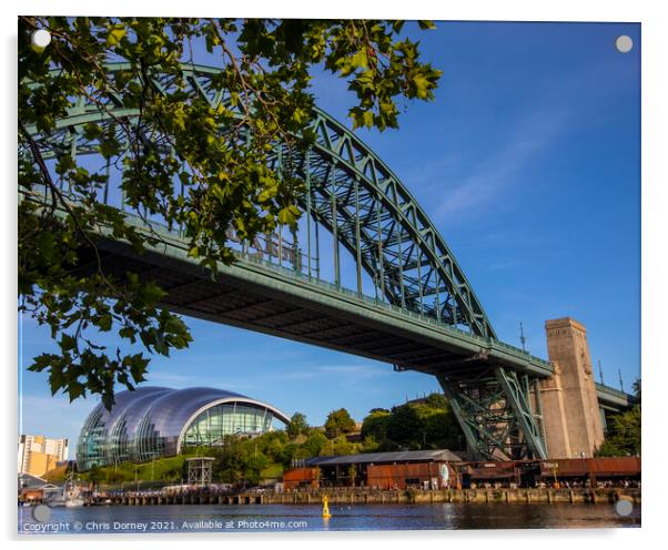 Tyne Bridge and Sage Gateshead in Newcastle upon Tyne, UK Acrylic by Chris Dorney