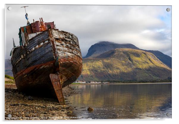 Old Boat of Caol and Ben Nevis in Scotland, UK Acrylic by Chris Dorney