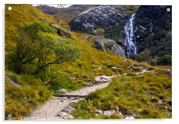 Steall Falls in the Highlands of Scotland, UK Acrylic by Chris Dorney
