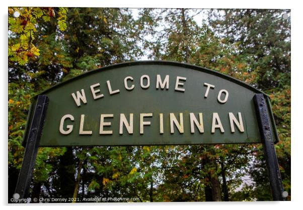 Welcome to Glenfinnan Sign in Scotland Acrylic by Chris Dorney