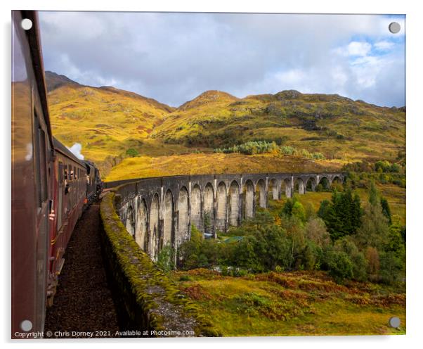 Jacobite Express Steam Train on the Glenfinnan Viaduct Acrylic by Chris Dorney