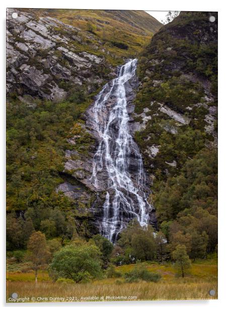 Steall Falls in the Highlands of Scotland, UK Acrylic by Chris Dorney