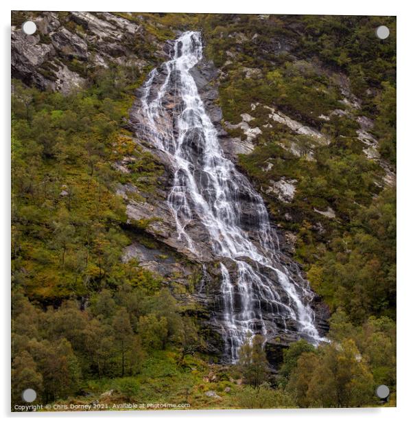 Steall Falls in the Highlands of Scotland, UK Acrylic by Chris Dorney