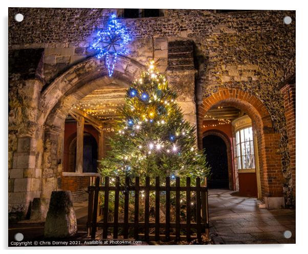 Christmas Decorations at Kingsgate in Winchester, UK Acrylic by Chris Dorney