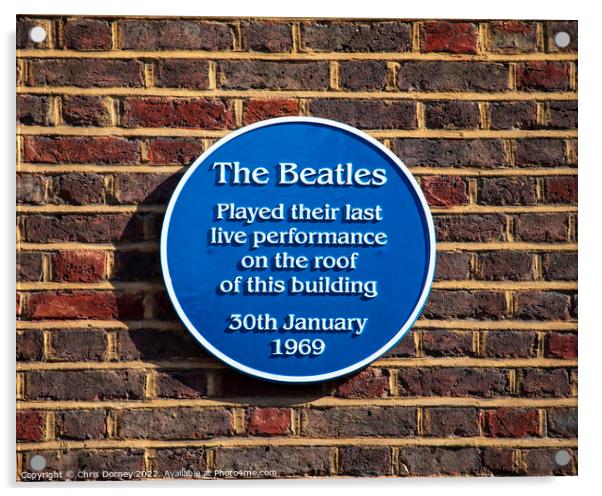 The Beatles Final Performance Rooftop Concert Blue Plaque in Lon Acrylic by Chris Dorney
