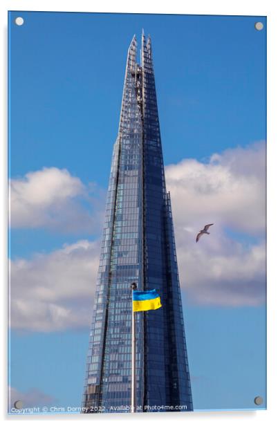 The Shard and the Ukrainian Flag Flying in London, UK Acrylic by Chris Dorney