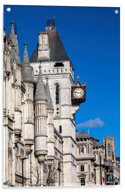Royal Courts of Justice Clock Tower in London, UK Acrylic by Chris Dorney
