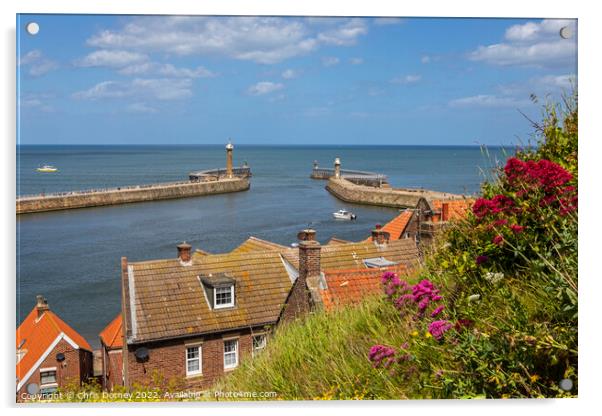Whitby Harbour Lighthouses in North Yorkshire, UK Acrylic by Chris Dorney