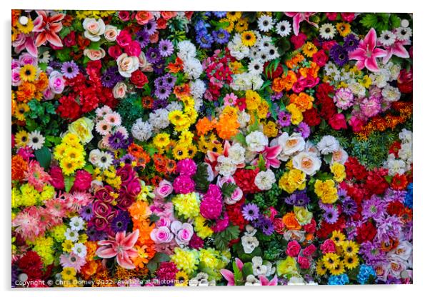 Wall of Artificial Flowers Acrylic by Chris Dorney