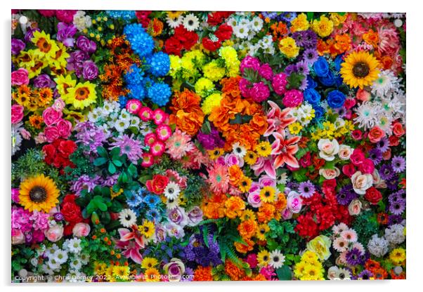 Wall of Artificial Flowers Acrylic by Chris Dorney