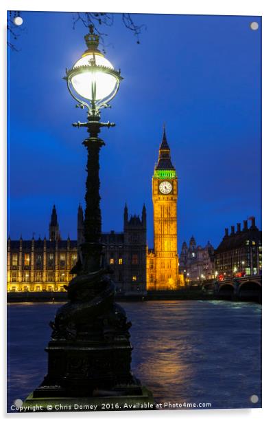 Houses of Parliament in London Acrylic by Chris Dorney