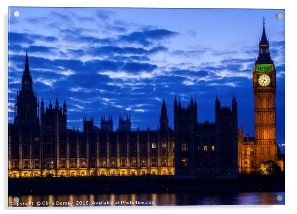 Houses of Parliament in London Acrylic by Chris Dorney