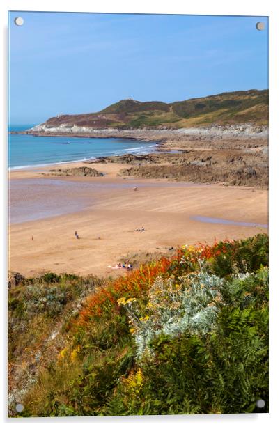 Barricane Beach in North Devon Acrylic by Chris Dorney