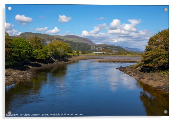 View of Snowdonia from Porthmadog in North Wales,  Acrylic by Chris Dorney