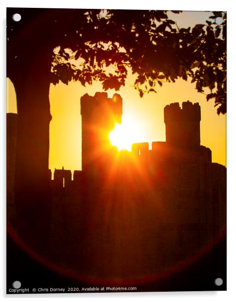 Caernarfon Castle at Sunset in North Wales, UK Acrylic by Chris Dorney