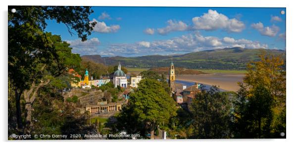 Stunning Panoramic View of Portmeirion in North Wa Acrylic by Chris Dorney