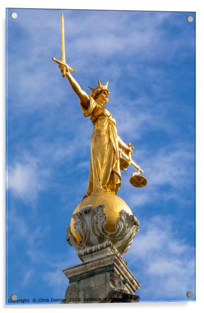 Lady Justice Statue at The Old Bailey in London Acrylic by Chris Dorney
