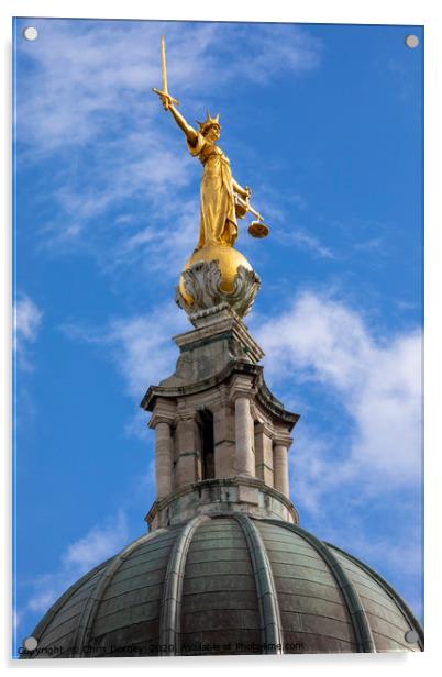 Lady Justice Statue at The Old Bailey in London Acrylic by Chris Dorney