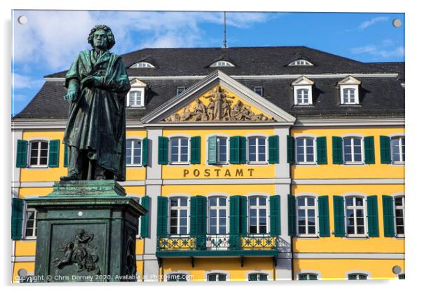 Beethoven Statue and Old Post Office Building in Bonn, Germany Acrylic by Chris Dorney