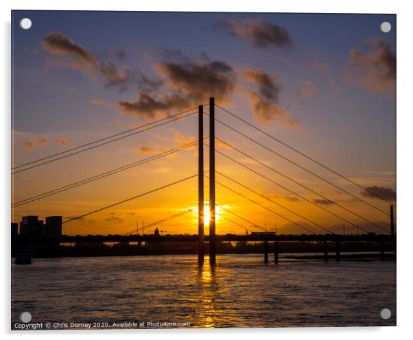 Knie Bridge in Dusseldorf Acrylic by Chris Dorney