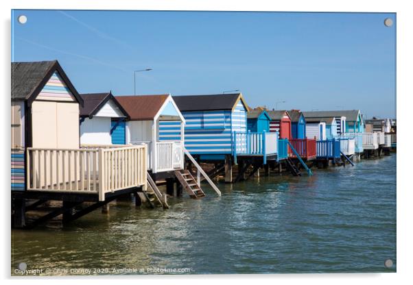 Beach Huts at Thorpe Bay in Essex Acrylic by Chris Dorney